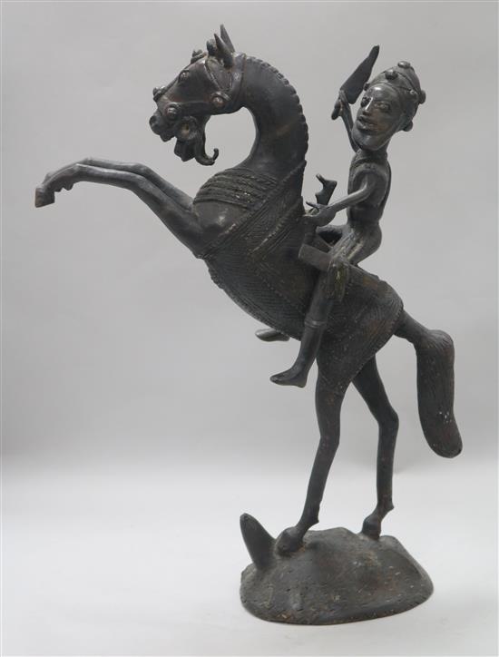 A bronze horse and rider